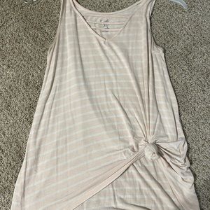 Pink striped tank with knot, size Medium